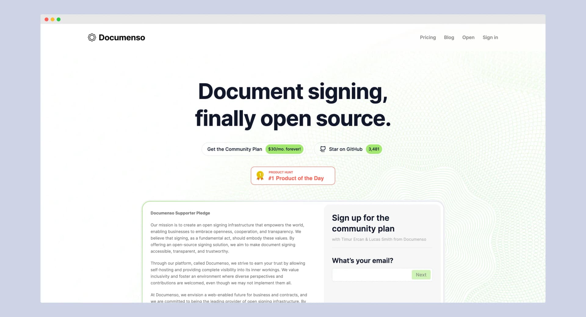 Documenso wins Product of the Day on Product Hunt